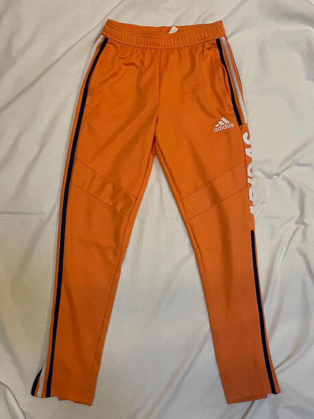 adidas Tiro Soccer Pants Mens Small Tapered Leg Orange Blue White GE4797